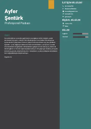 Pastacı Cv Örnekleri cv indir